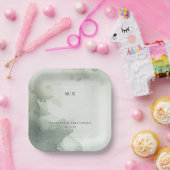 穏やかなグリーン水彩 ペーパープレート (パーティー)