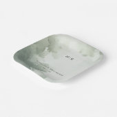 穏やかなグリーン水彩 ペーパープレート (傾斜あり)