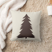 穏やかなグレーとクリームウィンターツリー クッション (ブランケット)