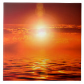 穏やかなサンセットオレンジゴールデンスカイオーバーシーホテル海 タイル (正面)