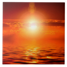 穏やかなサンセットオレンジゴールデンスカイオーバーシーホテル海 タイル