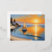 穏やかなサンセットセレニティ 箔シーズンポストカード (正面/裏面)