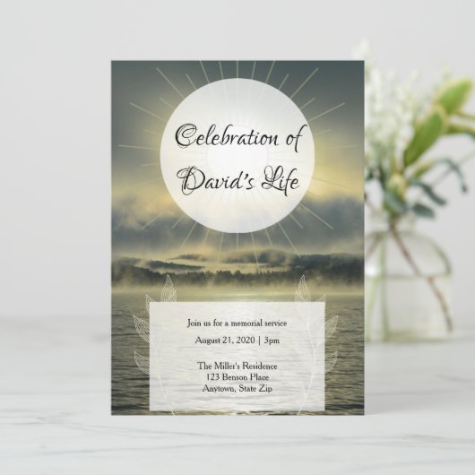穏やかなサンライズメモリアルセレブレーションまたは宗教的 招待状 (スタンド正面)