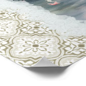 穏やかなシーンの白鳥の湖 – ティール（緑がかった色）タン ポスター (角)