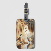 穏やかなスピリッツ:水の中で2つのガチョウ ラゲッジタグ (正面縦)