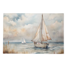 穏やかなセーリング水彩沿岸