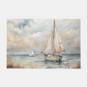 穏やかなセーリング水彩沿岸 ドアマット (正面)