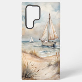 穏やかなセーリング水彩沿岸 SAMSUNG GALAXY S22 ULTRAケース