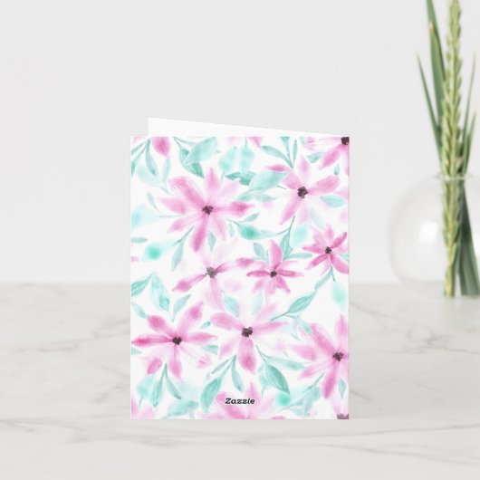 穏やかなソフトピンクの水の色の花母の日 カード (裏面)