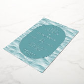 穏やかなターコイズブルーの水の波 箔招待状 (回転した状態)