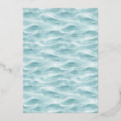 穏やかなターコイズブルーの水の波 箔招待状 (裏面)