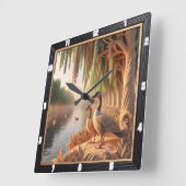 穏やかなダックス川 スクエア壁時計 (傾斜)