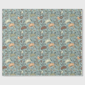 穏やかなティール(緑がかった色)の草地の野花 ラッピングペーパー (フラット)
