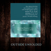 穏やかなティール（緑がかった色）葉の多い心理療法士の折り畳み 名刺