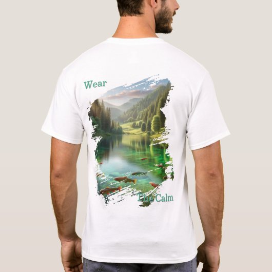 穏やかなトラウト湖の風景を身に纏って Tシャツ (裏面)