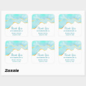 穏やかなトロピカルグリーンと縁ど金ゴールド結婚の スクエアシール (シート)