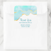 穏やかなトロピカルグリーンと縁ど金ゴールド結婚の スクエアシール (バッグ)