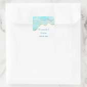 穏やかなトロピカルグリーンと縁ど金ゴールド結婚の スクエアシール (バッグ)