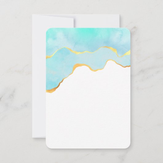 穏やかなトロピカルグリーンと縁ど金ゴールド結婚の 出欠カード (裏面)