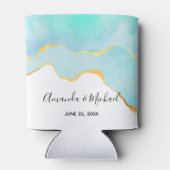 穏やかなトロピカルグリーンと縁ど金ゴールド結婚の 缶クーラー (裏面)