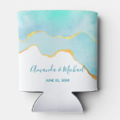 穏やかなトロピカルグリーンと縁ど金ゴールド結婚の 缶クーラー (裏面)