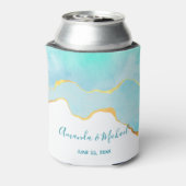 穏やかなトロピカルグリーンと縁ど金ゴールド結婚の 缶クーラー (缶裏面)