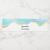 穏やかなトロピカルグリーンと金ゴールド縁ど誕生日 ペットボトルラベル (シングルラベル)