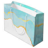 穏やかなトロピカルグリーンと金ゴールド縁ど誕生日 ラージペーパーバッグ (裏面アングル)