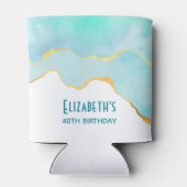 穏やかなトロピカルグリーンと金ゴールド縁ど誕生日 缶クーラー (裏面)