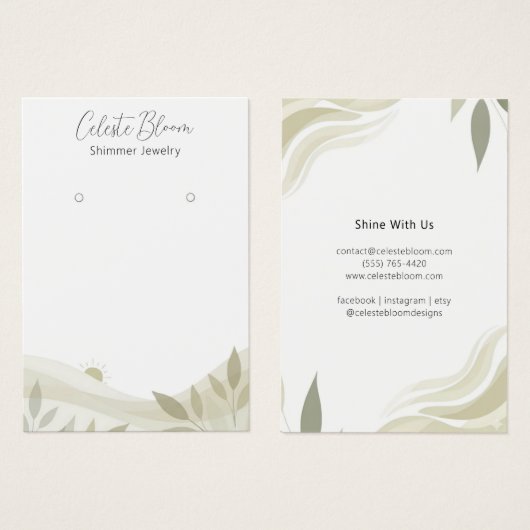 穏やかなニュートラルな葉の波のアートワーク・カード (正面&裏面)