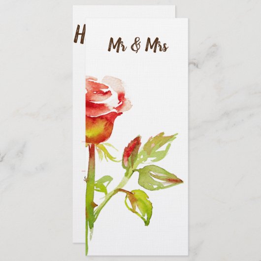 穏やかなバラのデザイン 招待状 (正面/裏面)