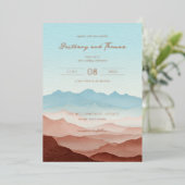 穏やかなパステル山脈のシルエット 箔招待状 (立ち正面)
