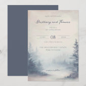 穏やかなパステル水彩の森 招待状 (正面/裏面)