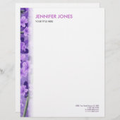 穏やかなパステル調のラベンダーパターン レターヘッド (正面/裏面)