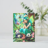 穏やかなパンダと森の妖精 ポストカード (スタンド正面)