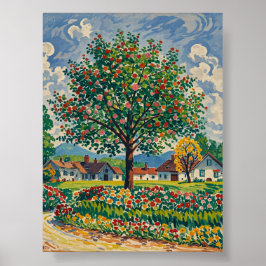 穏やかなパークシーンの初期春、自然愛好家 ポスター