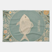 穏やかなパーソナライズされた潮 キッチンタオル (横)