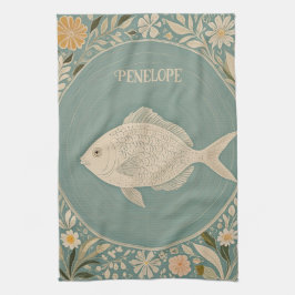 穏やかなパーソナライズされた潮 キッチンタオル