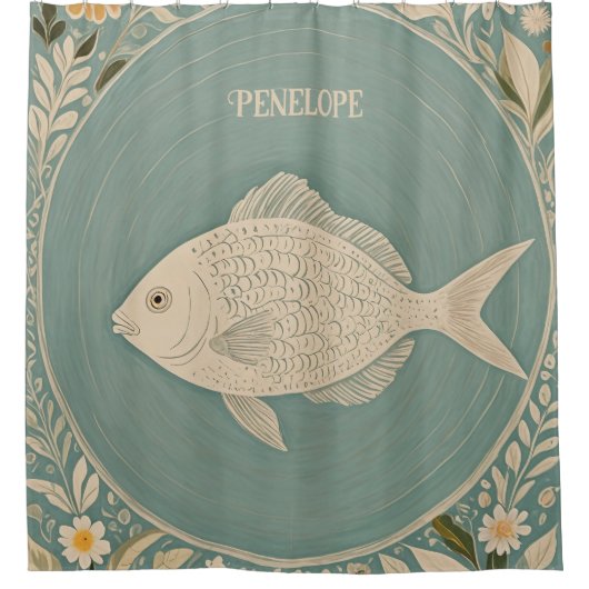 穏やかなパーソナライズされた潮 シャワーカーテン (正面)