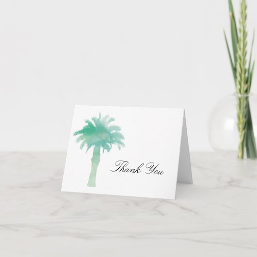 穏やかなパームツリーの水彩画 | ありがとうございます サンキューカード (正面)