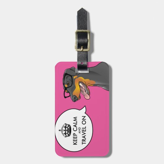 穏やかなヒップスター犬のギークのドーベルマン犬旅行ラベルを保って下さい ラゲッジタグ (正面縦)
