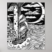 穏やかなビーチハンモックプリントアート ポスター (正面)