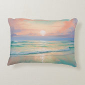 穏やかなビーチ夕日の風景 アクセントクッション (裏面)