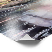 穏やかなピンクのさくらんぼが水辺で咲く フォトプリント            (角)