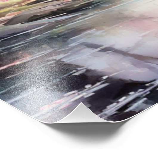 穏やかなピンクのさくらんぼが水辺で咲く フォトプリント            (角)