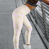 穏やかなピンクのフローラパステル花びらパターン レギンス