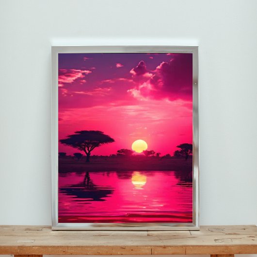 穏やかなピンクの夕日 フォトプリント