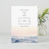 穏やかなピンクの海波アットドーンビーチ結婚式 招待状 (スタンド正面)