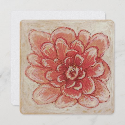 穏やかなピンクの花アート シーズンカード (正面/裏面)