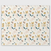 穏やかなピンクの花柄 ラッピングペーパー (フラット)